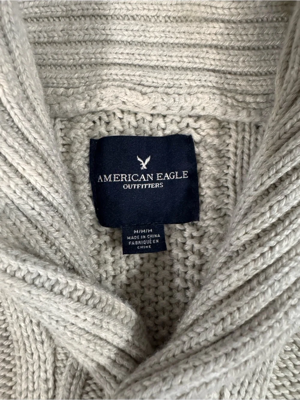 American Eagle Outfitters Cream Cable-Knit Turtleneck Sweater